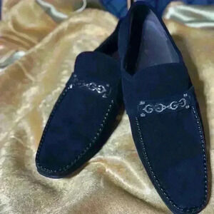 Zota Unique Men's Size 8 Suede Dress Shoes Black Slip-ons Preowned